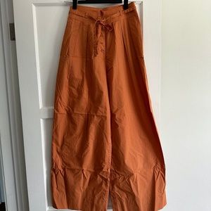 Ulla Johnson Zada Wide Leg High Waisted Cotton Pant in Clay Size 0